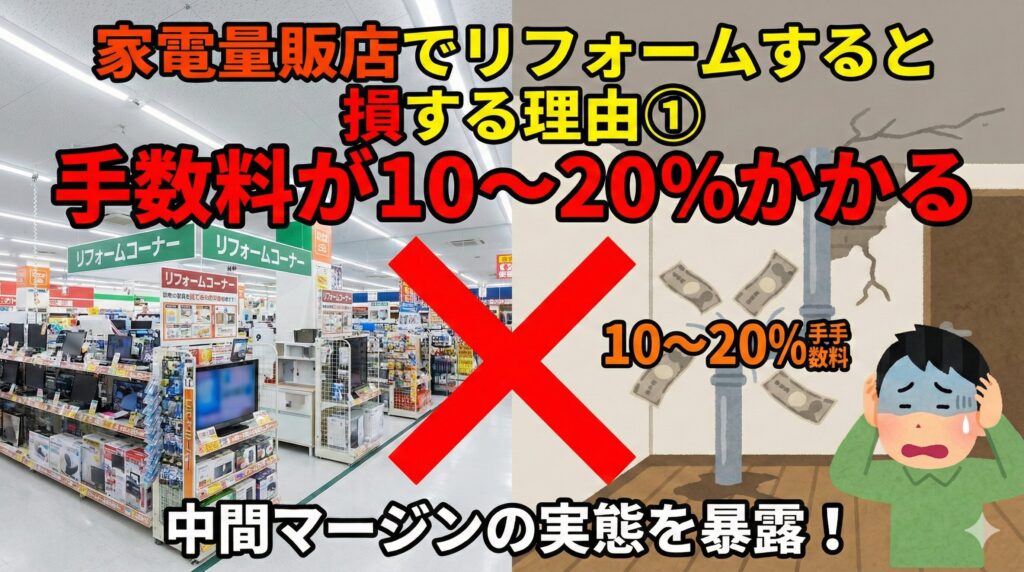 家電量販店でリフォームすると損する理由①手数料が10〜20％かかる