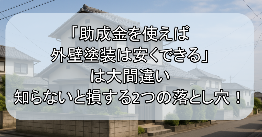 「助成金を使えば外壁塗装は安くできる」は大間違い|知らないと損する2つの落とし穴！