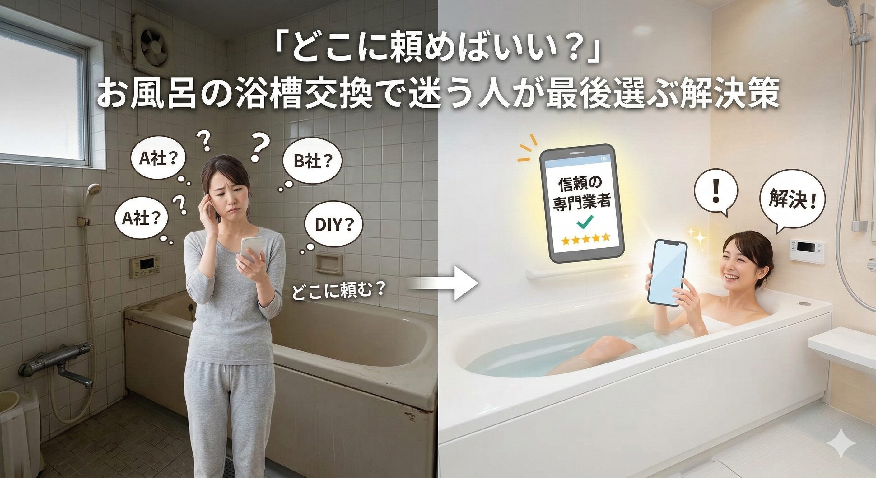 「どこに頼めばいい？」お風呂の浴槽交換で迷う人が最後に選ぶ解決策