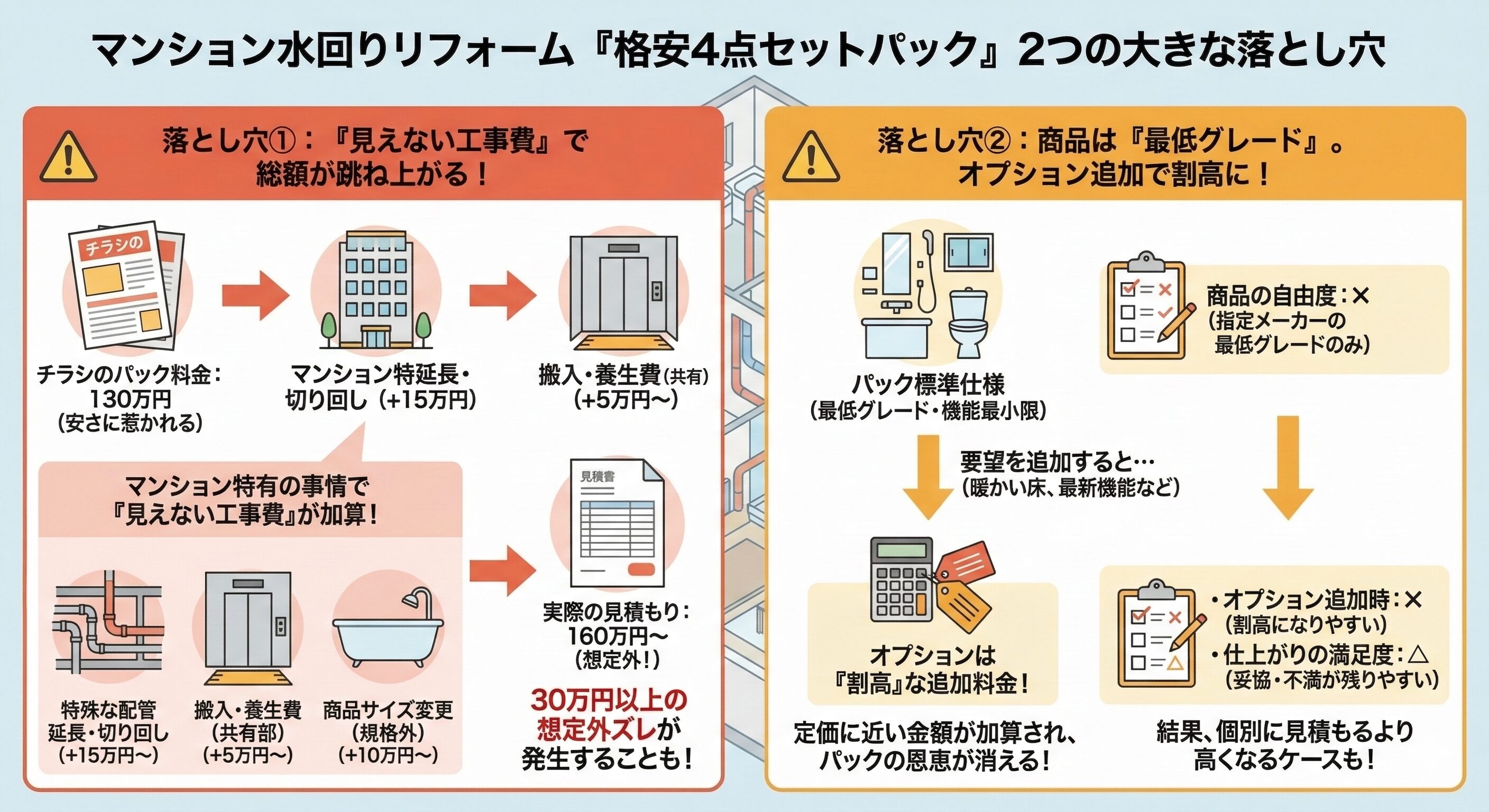 【マンション】水回りリフォーム4点セットの費用は?予算オーバーを防ぐ方法
