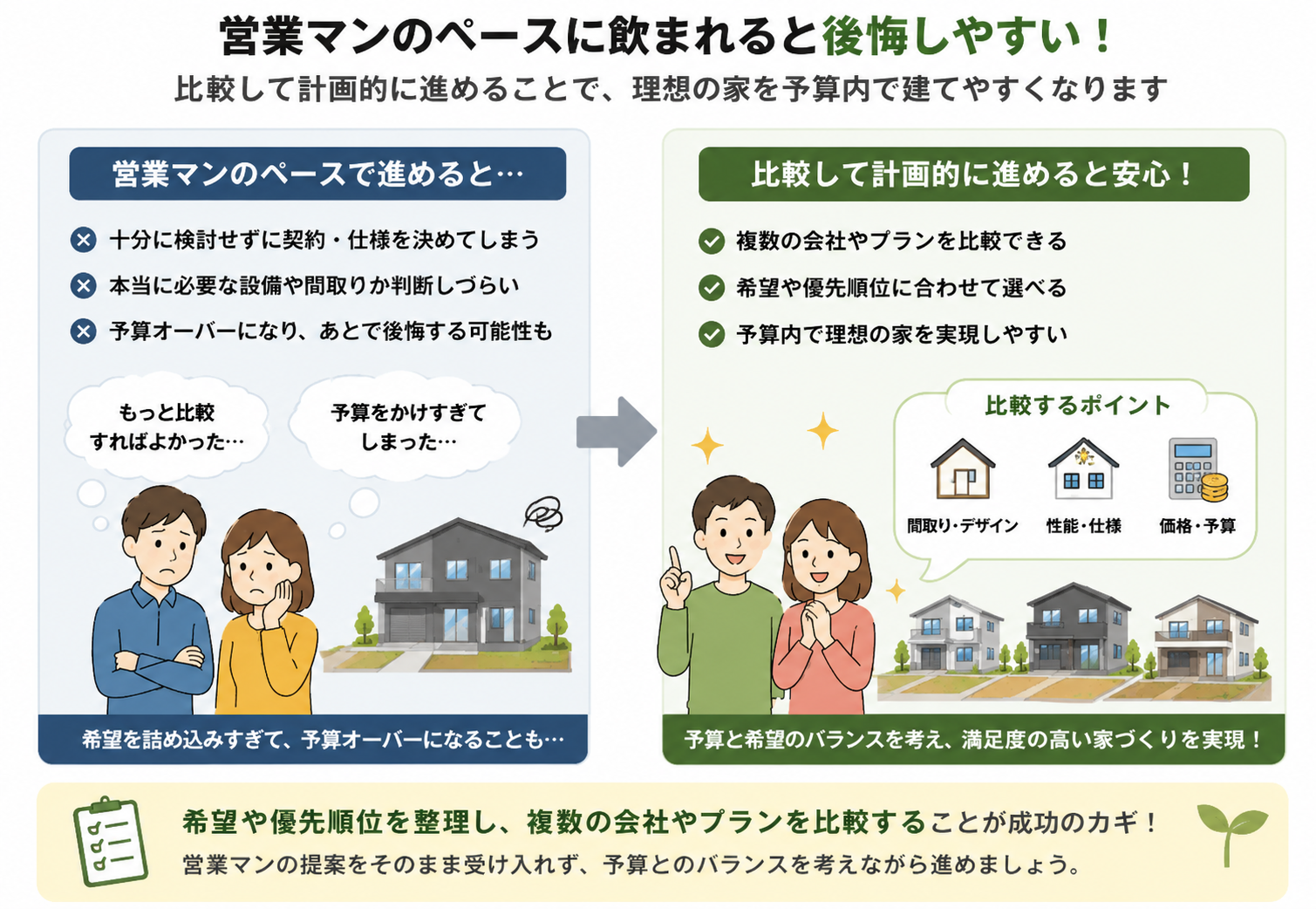 営業マンのペースに飲まれず理想の家を予算内で建てる2つの理由