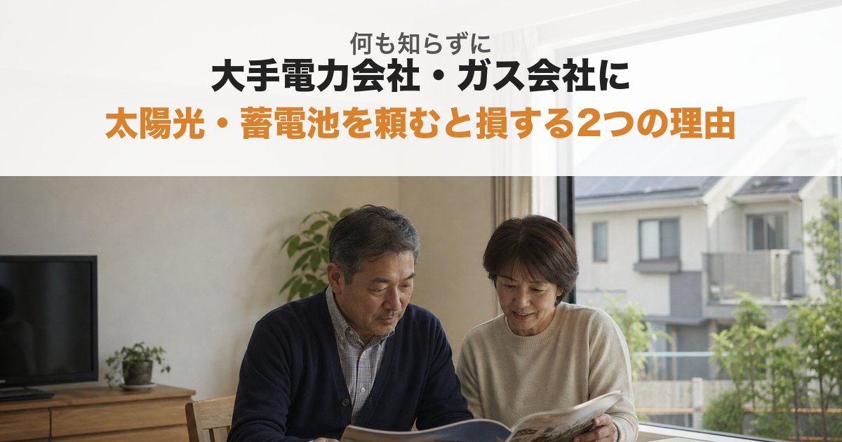 太陽光・蓄電池、何も知らずに大手電力会社・ガス会社に頼むと損する2つの理由！
